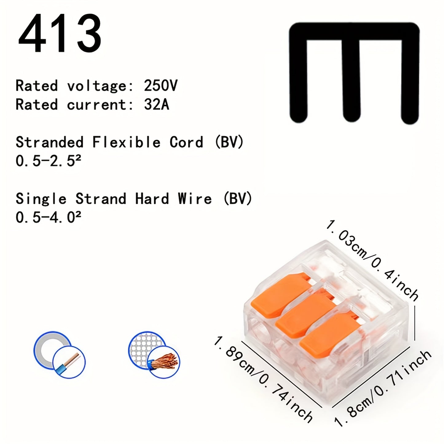 75/80/90pcs Orange Quick-Connect Electrical Terminal Blocks - 250V/32A