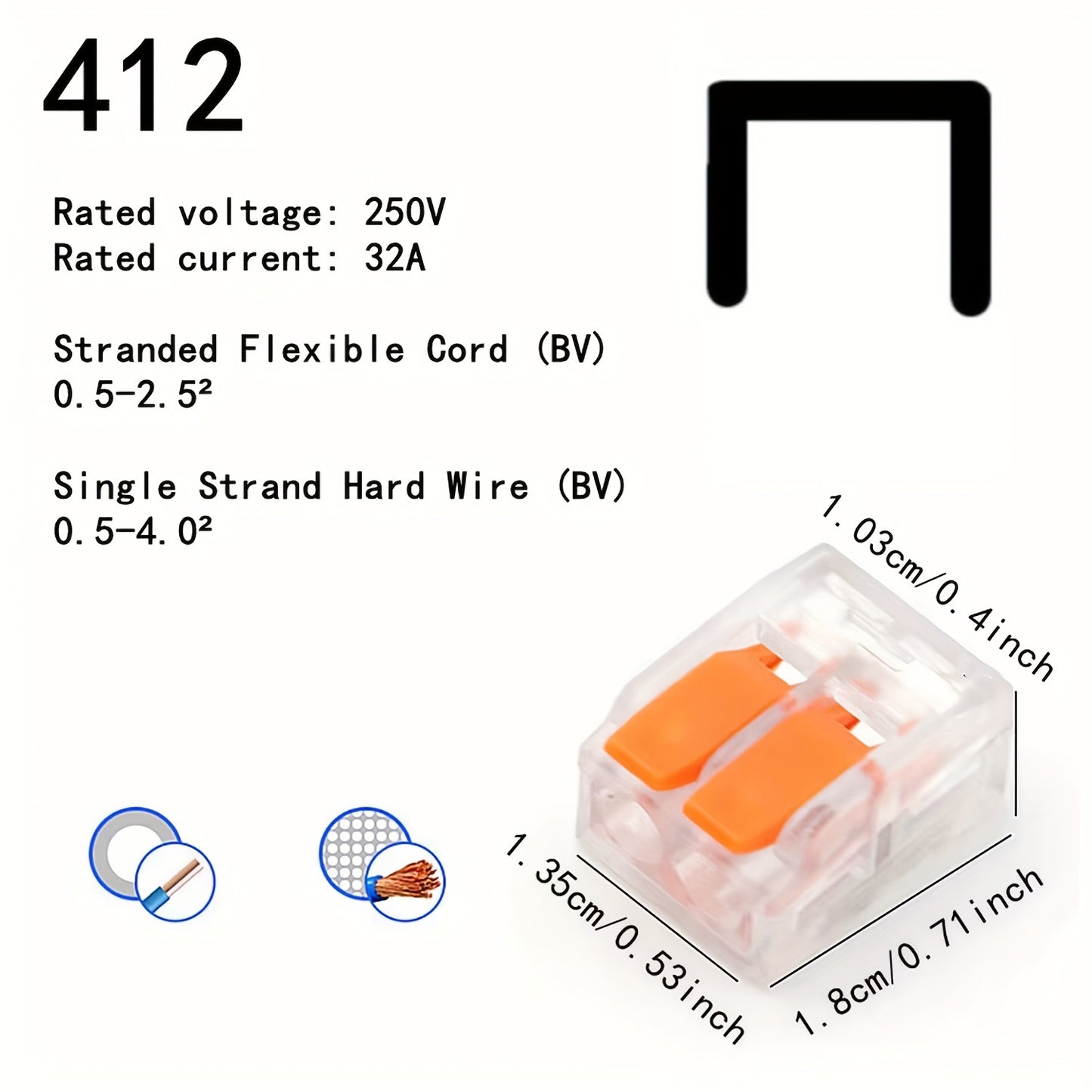 75/80/90pcs Orange Quick-Connect Electrical Terminal Blocks - 250V/32A