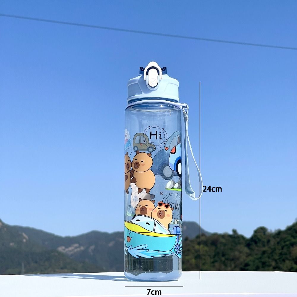 Garrafa de água de capivara de desenho animado kawaii de alta qualidade em plástico transparente