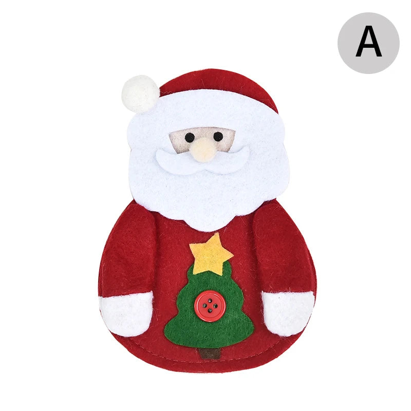 Christmas Elder Snowman Elk Doll Knife And Fork Cutlery Set Cloth