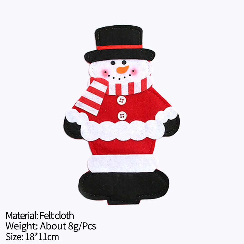 Christmas Elder Snowman Elk Doll Knife And Fork Cutlery Set Cloth