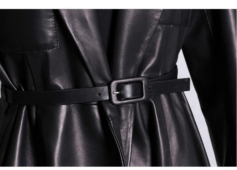 Nerazzurri High Quality Red Black Maxi PU Leather Trench Coat
