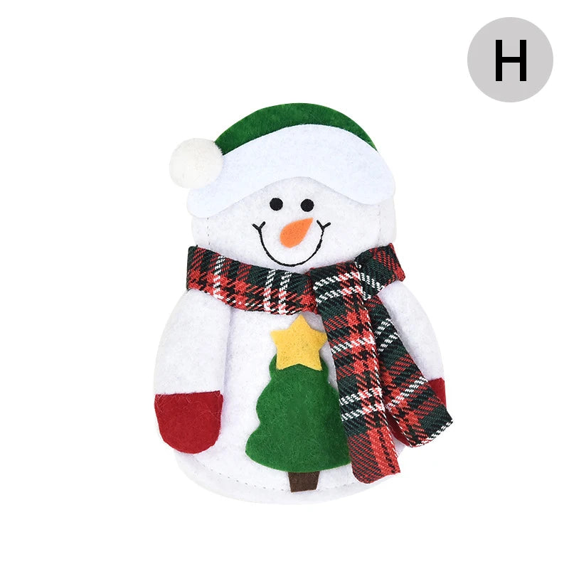 Christmas Elder Snowman Elk Doll Knife And Fork Cutlery Set Cloth