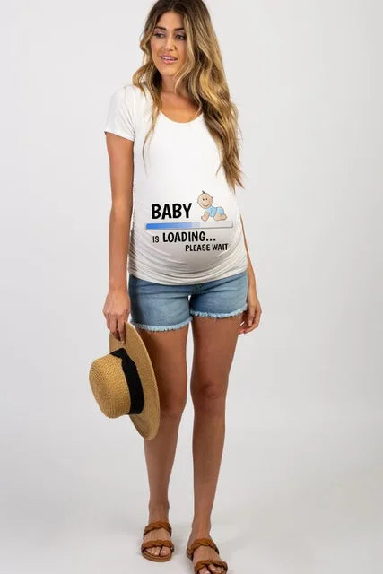 Summer Fashion Pregnant Woman Clothes Maternity Baby Peeking Sweatshirt