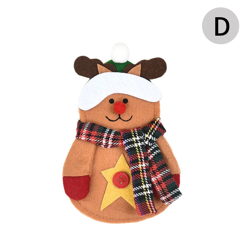 Christmas Elder Snowman Elk Doll Knife And Fork Cutlery Set Cloth