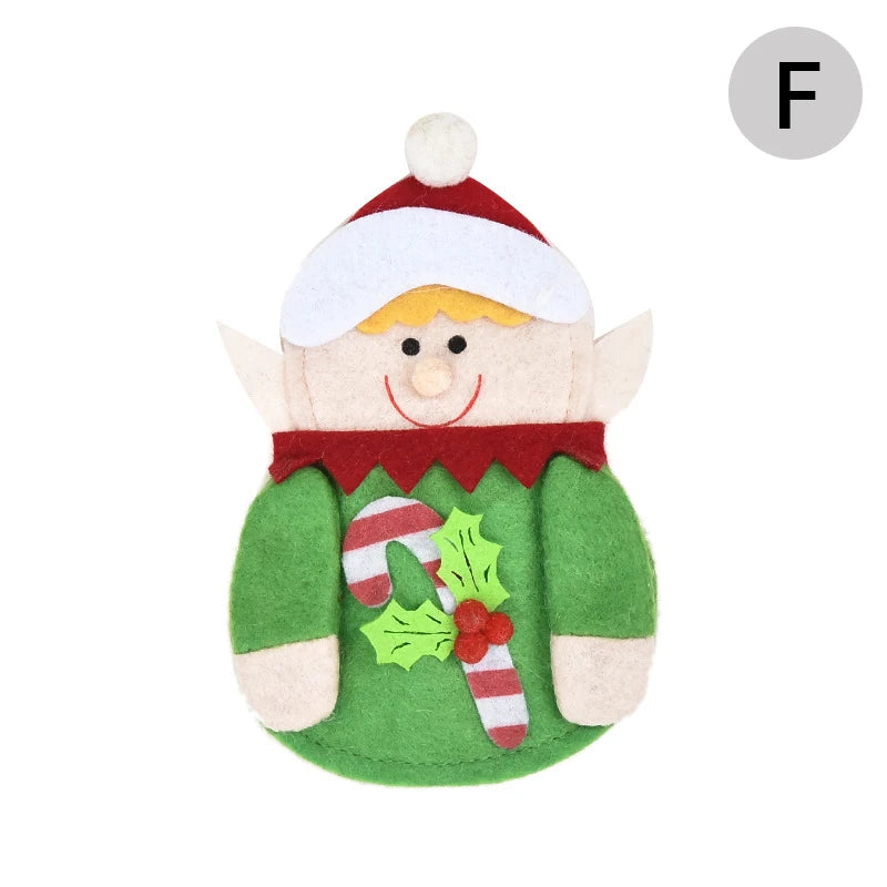 Christmas Elder Snowman Elk Doll Knife And Fork Cutlery Set Cloth