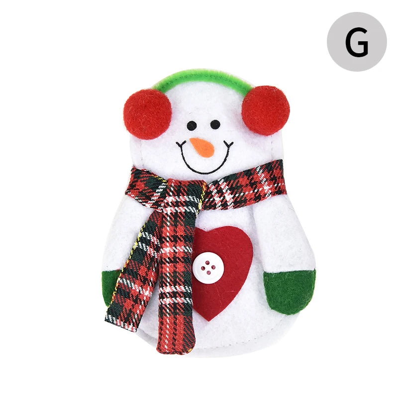 Christmas Elder Snowman Elk Doll Knife And Fork Cutlery Set Cloth