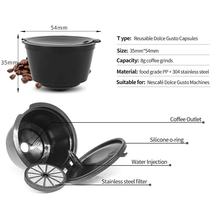 LMETJMA 9 Color Refillable Reusable Dolce Gusto Coffee Capsules