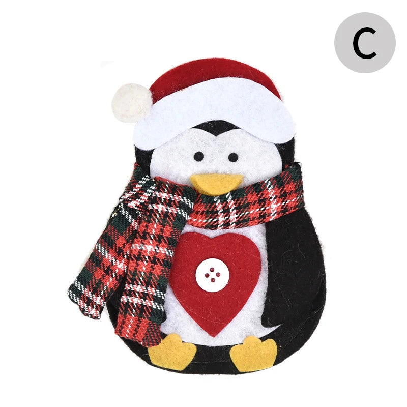 Christmas Elder Snowman Elk Doll Knife And Fork Cutlery Set Cloth