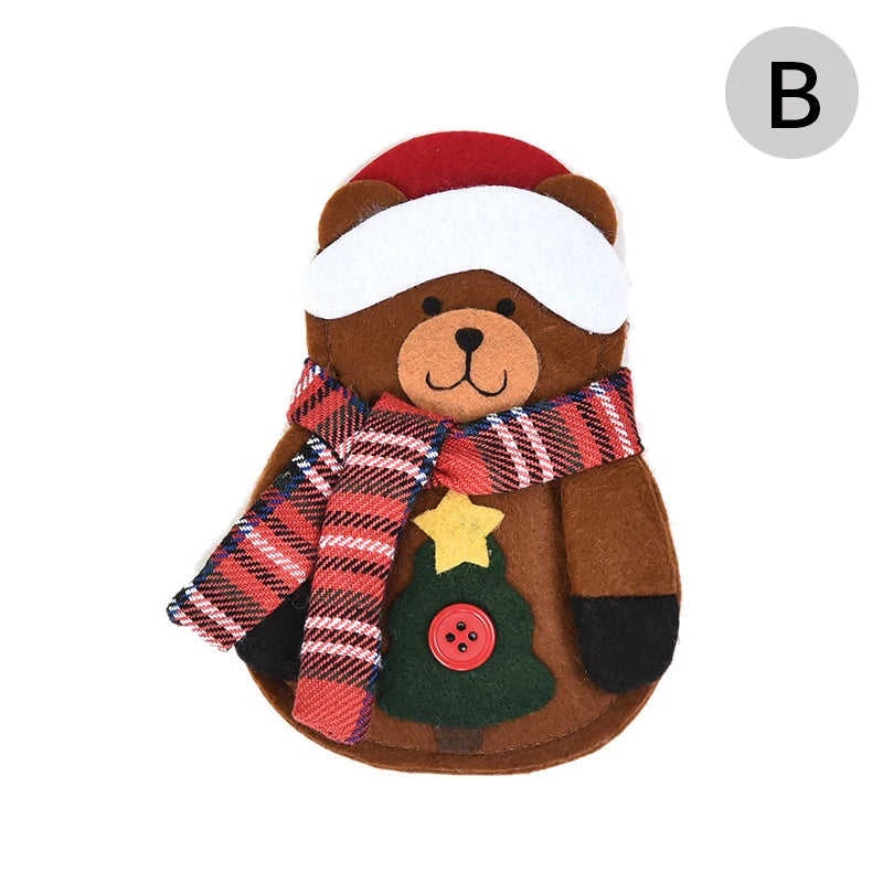 Christmas Elder Snowman Elk Doll Knife And Fork Cutlery Set Cloth