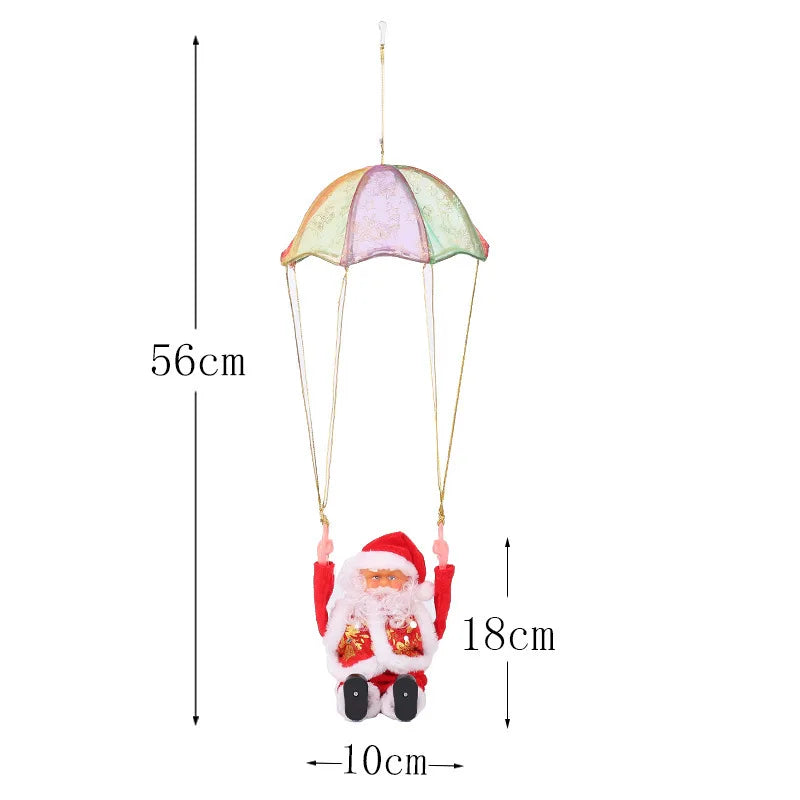 Electric Dancing Santa Claus Christmas Tree Decor Hanging Parachute Somersault