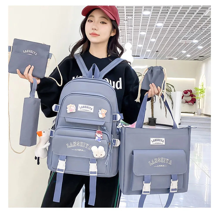 Conjunto de 5 pingentes grátis estilo floresta versão coreana casual harajuku estudante