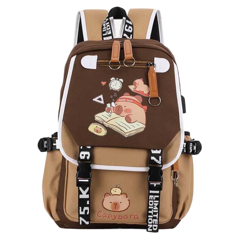 Capybara Backpack for Girls Boys Students Cute Kawaii Large Capacity Bookbag
