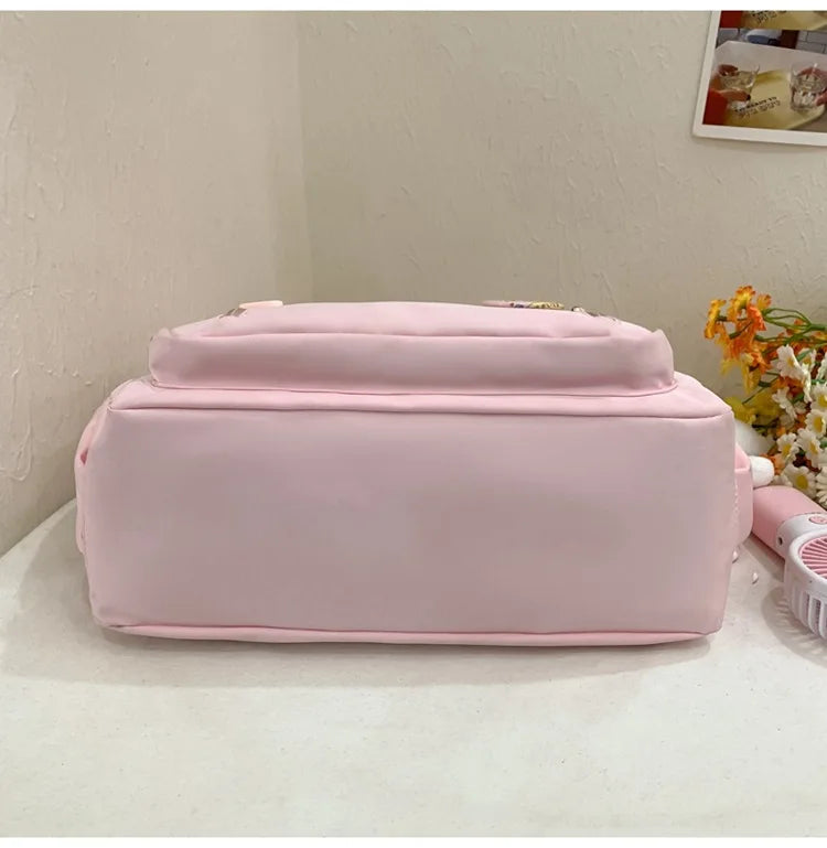 Mochila de camada transparente com vários bolsos e fecho, bolsa exterior grande