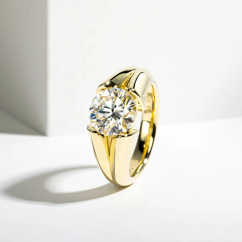 3 Carat Moissanite Ring 925 Sterling Silver Woman Yellow Color Wedding