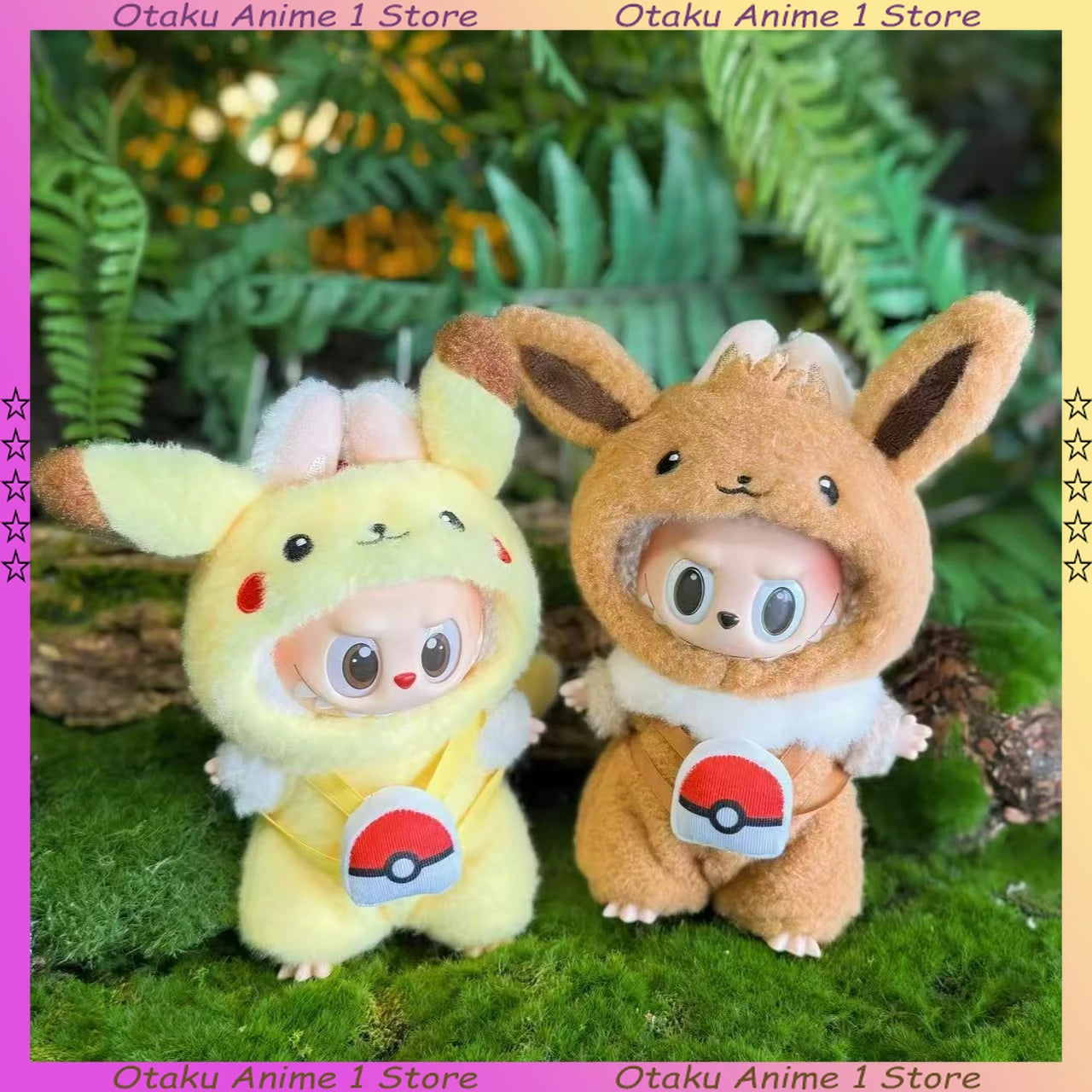 Roupas de boneca Kawaii Labubu Desenho animado Charmander Squirtle com mochila
