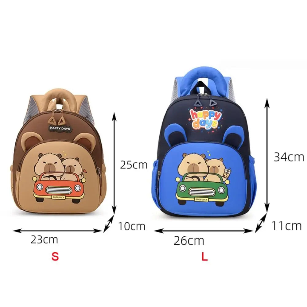 Kawaii Cartoon Capybara Backpack Nylon Lightweight Capybara School Bag Large
