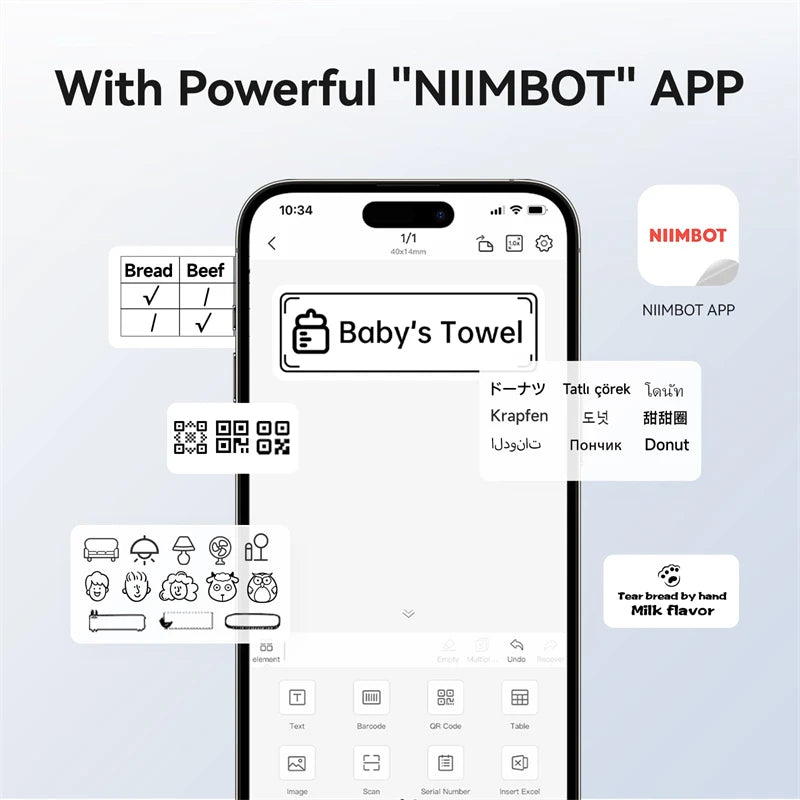 Label Printer Mini Bluetooth Sticker Maker Support Smartphones PC