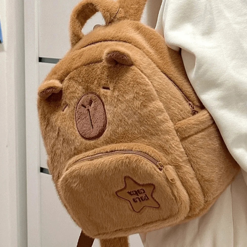 Capybara Plush Backpack Kawaii Fashion Plushie Doll Fur Pendant Children's