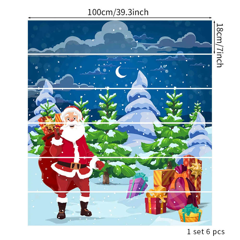 6PCS Christmas Staircase Background Cloth Xmas decoration 2025 Xmas