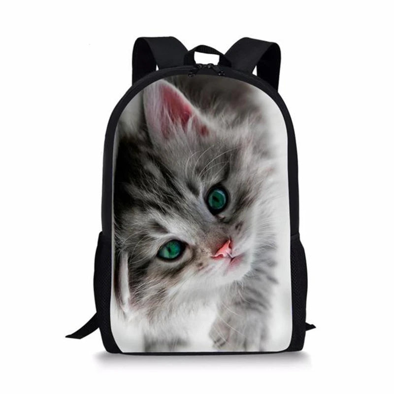 Mochilas escolares populares e modernas para cadernos de gatos 3D