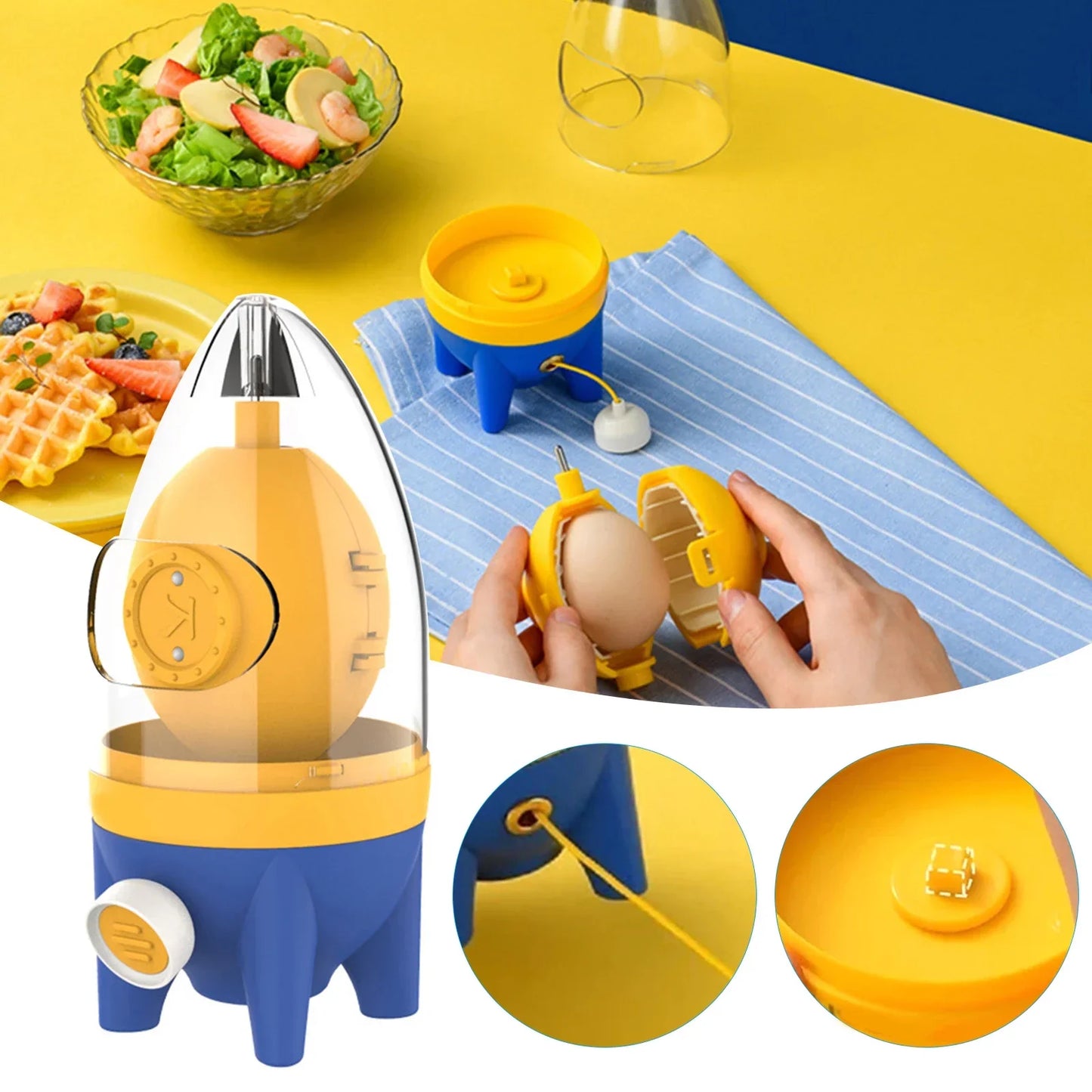 🚀 Rocket Manual Golden Egg Scrambler – Mix Eggs Like Magic, Without Cracking the Shell!