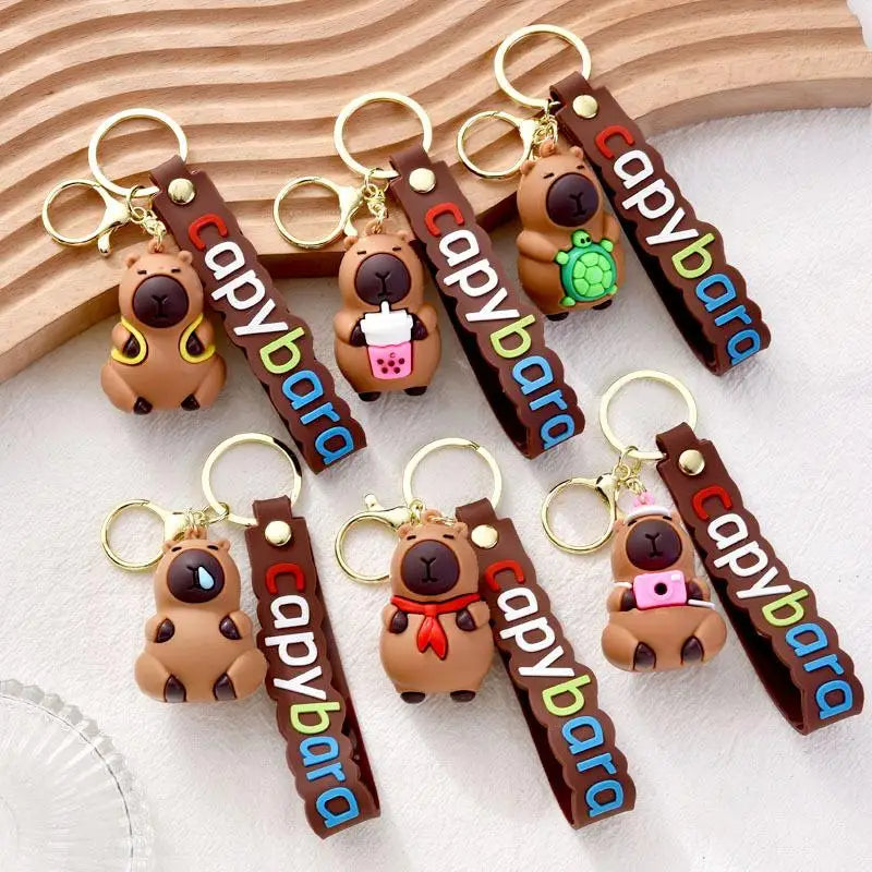 Capybara rodent capybara backpack pendant simulation car PVC pendant keychain