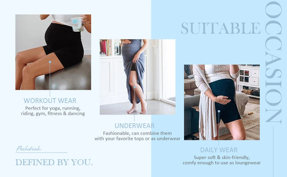 Women's Maternity Yoga Shorts Over The Belly Bump Summer Workout Running