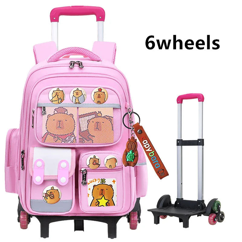 Children Trolley backpack wheels Student High capacity School bags