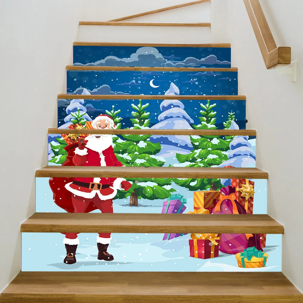 6PCS Christmas Staircase Background Cloth Xmas decoration 2025 Xmas