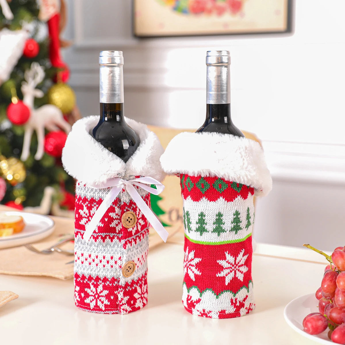 Christmas Wine Bottle Cover Merry Christmas Decoration For Home