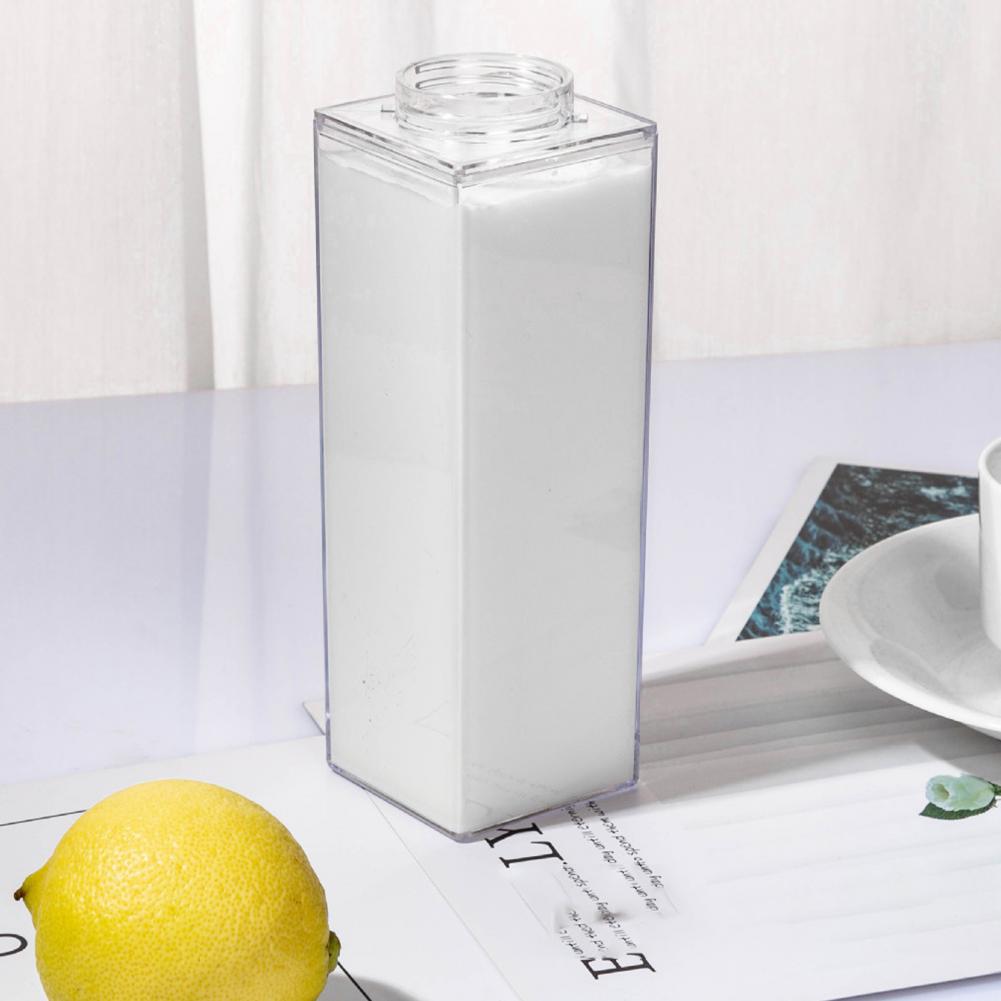 500/1000ml Water Bottle Transparent Large Capacity Square Milk
