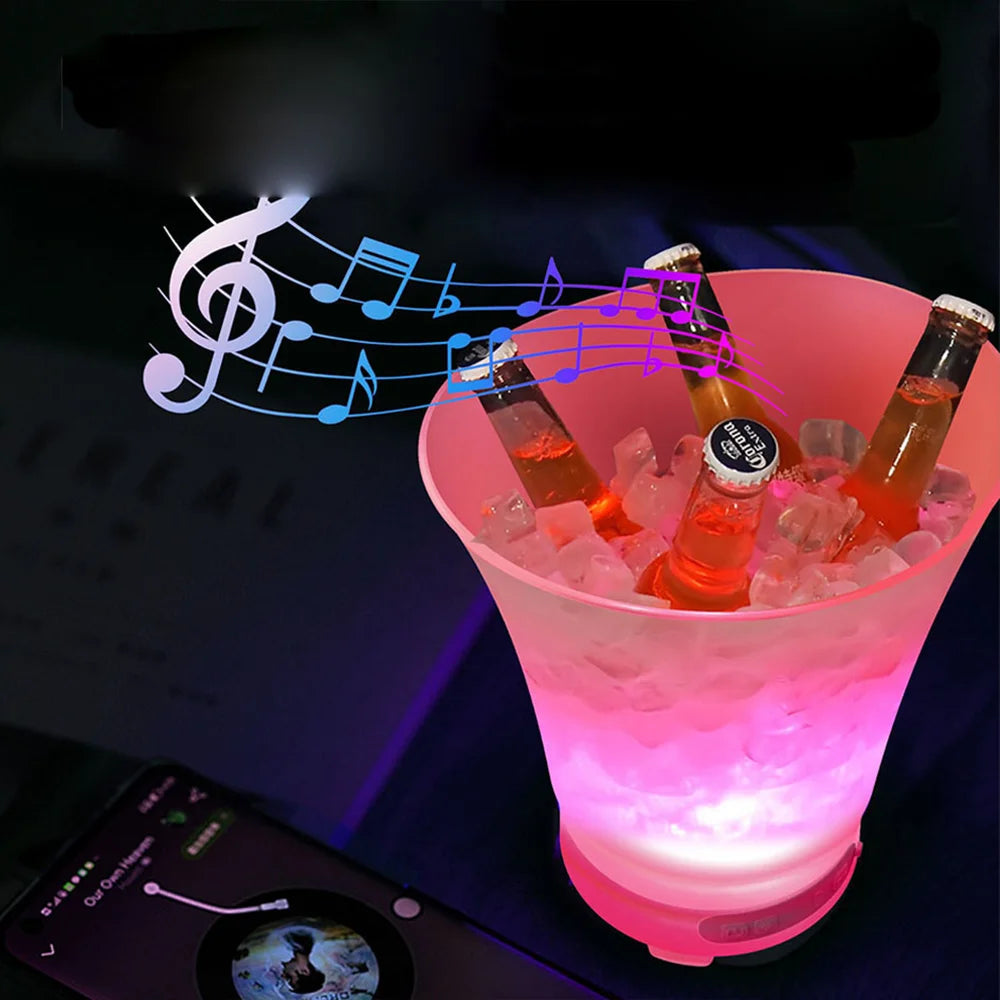 5L RGB LED Ice Bucket with Bluetooth speaker Waterproof Plastic Light Up Champagne beer