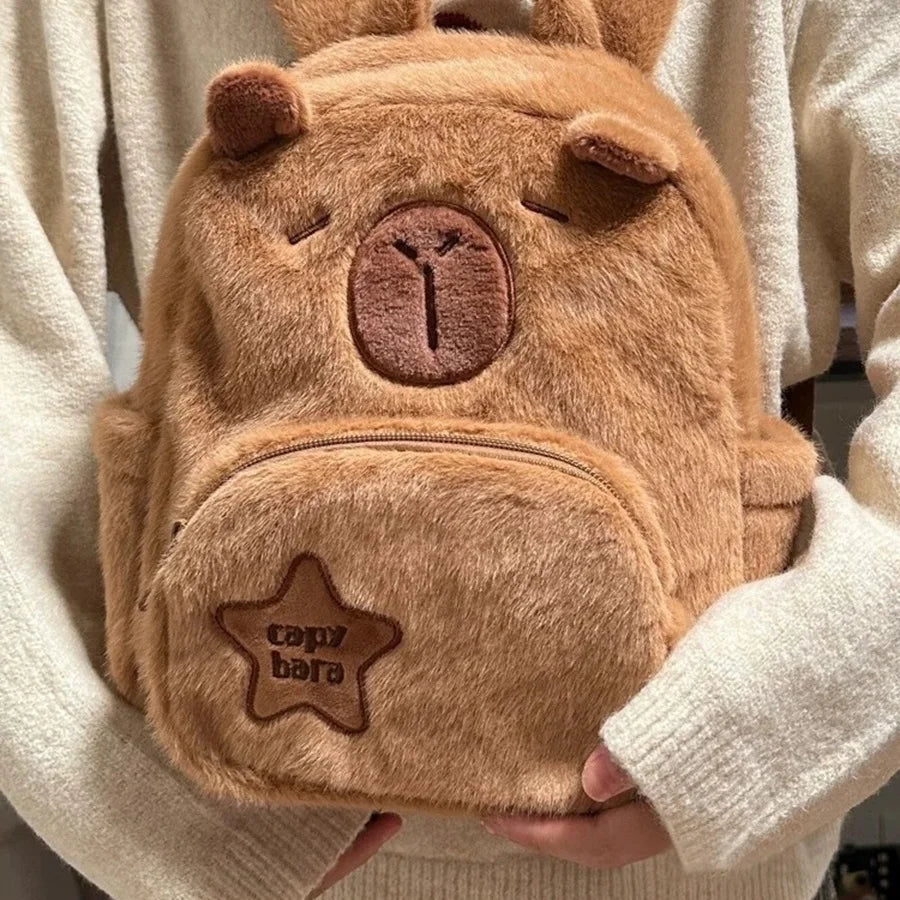 Capybara Plush Backpack Kawaii Fashion Plushie Doll Fur Pendant Children's