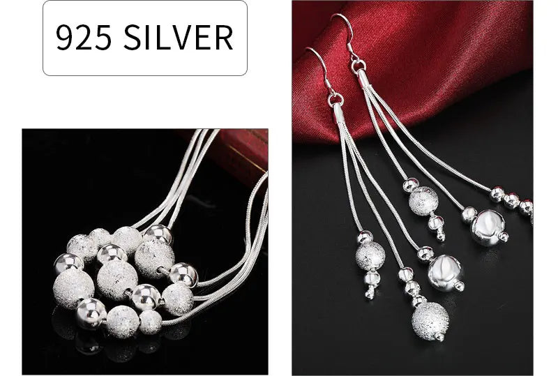 Elegant Classic Blue Zirconia 925 Silver Jewelry Set