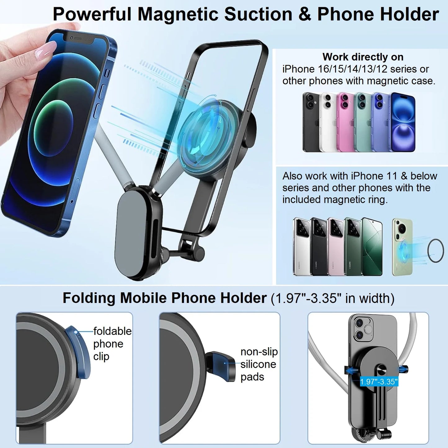 Suporte magnético para telefone POV com suporte para pescoço para gravação de vídeo
