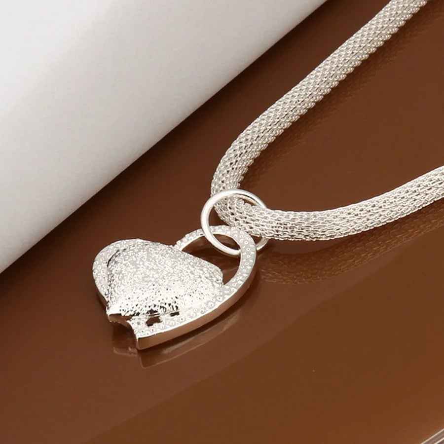 925 Sterling Silver Necklace Gorgeous Charm Fashion Heart Wedding Lady