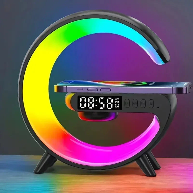 Soporte de carga inalámbrica multifunción con luz RGB y despertador