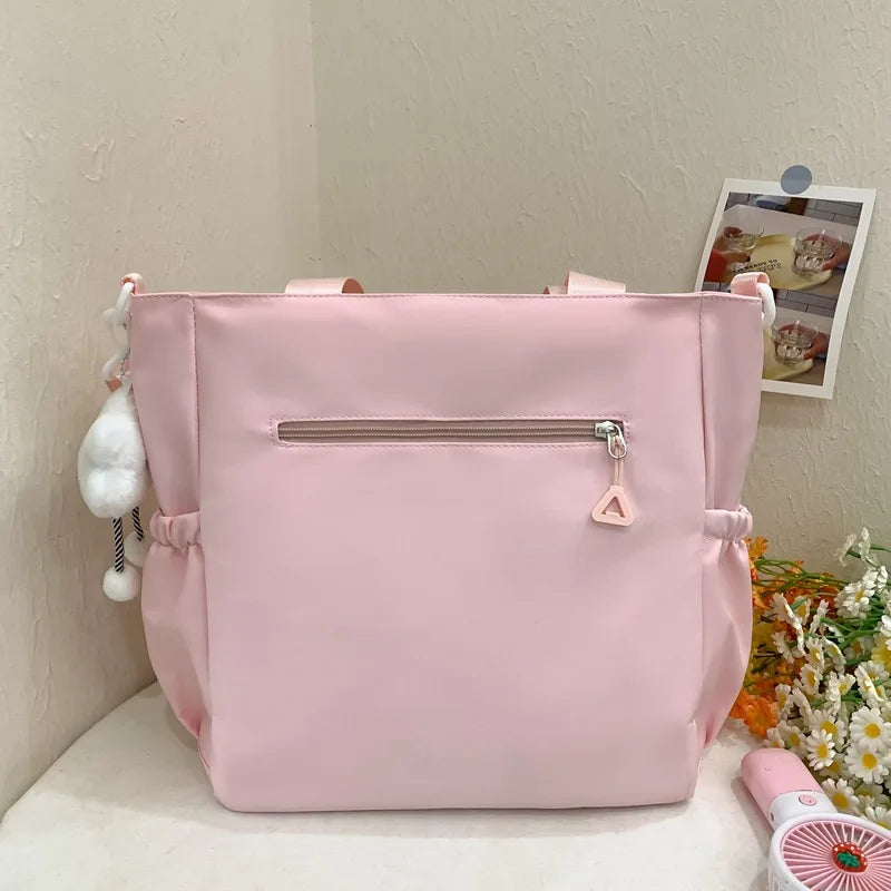 Mochila de camada transparente com vários bolsos e fecho, bolsa exterior grande