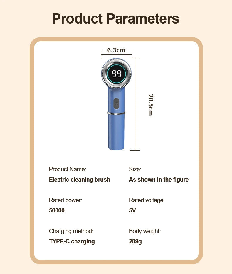 Wireless Electric Cleaning Brush Rechargeable Kitchen Dishwashing Brush