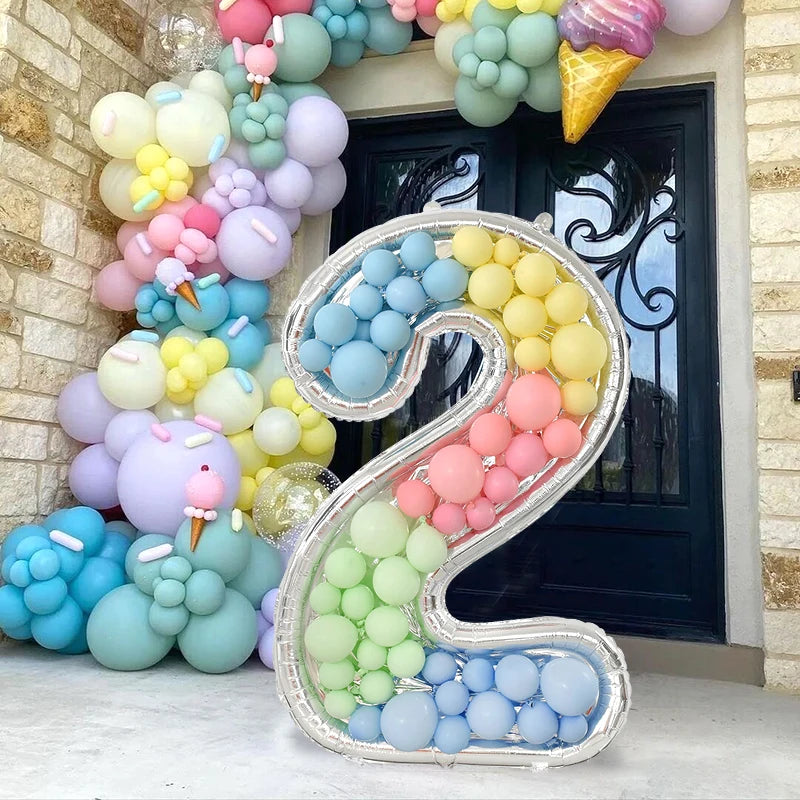 68inch Large Foil Number Balloon DIY Filling Frame 1st 18th Birthday
