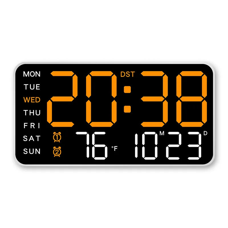 Large Digital Wall Clock Temp Date Week Display Remote Control USB