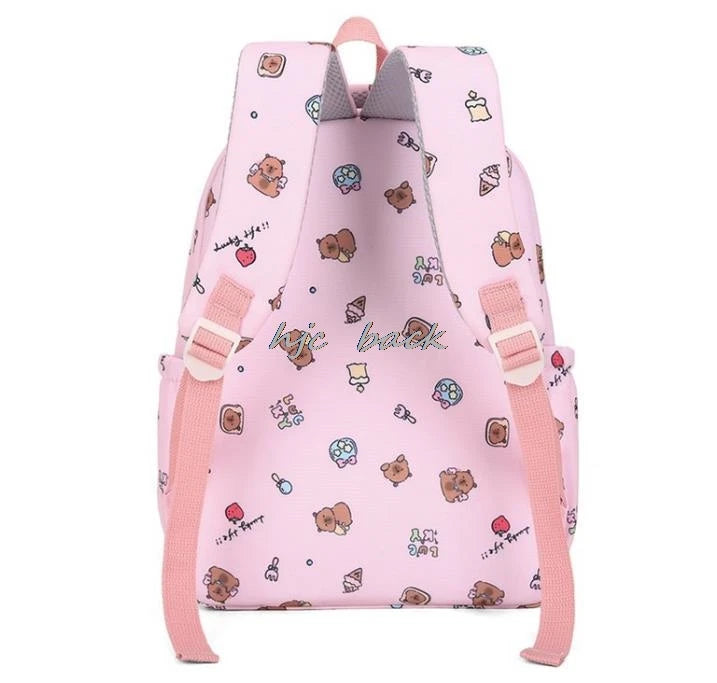 3Pcs/set Capybara Print Backpack Lunch Bag with Pencilcase Colorful Patterns Boys Girls