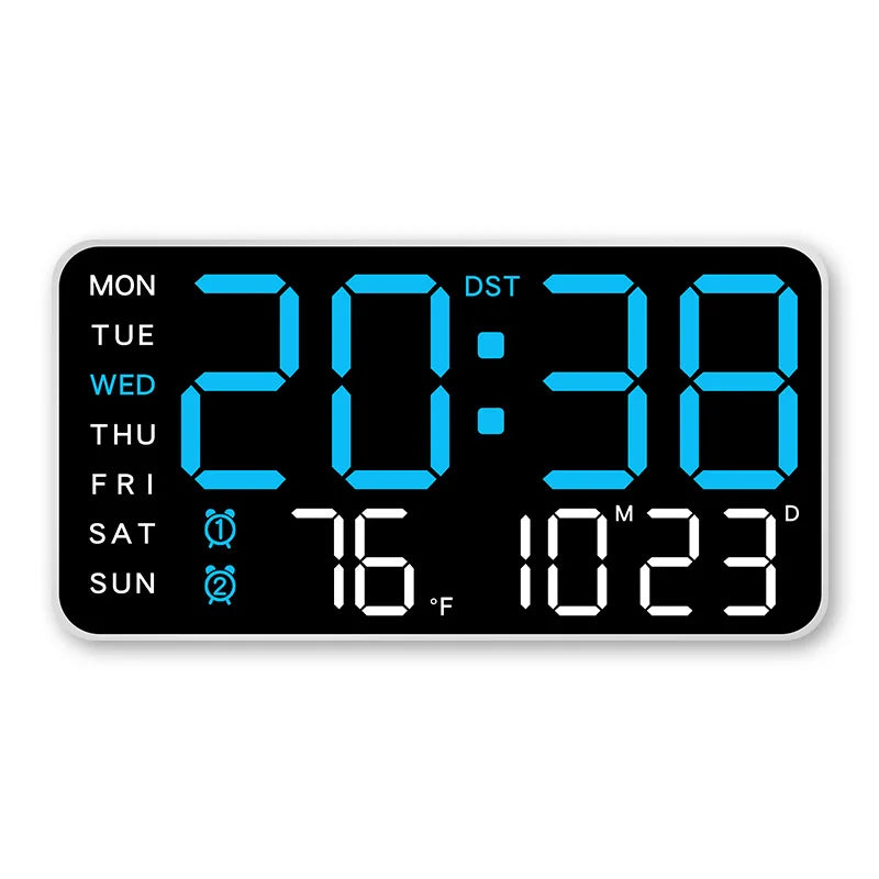 Large Digital Wall Clock Temp Date Week Display Remote Control USB