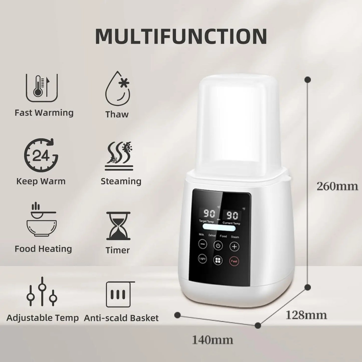 Baby Bottle Warmer & Sterilizer 24 hour 6-in-1Multifuntion Breast Milk