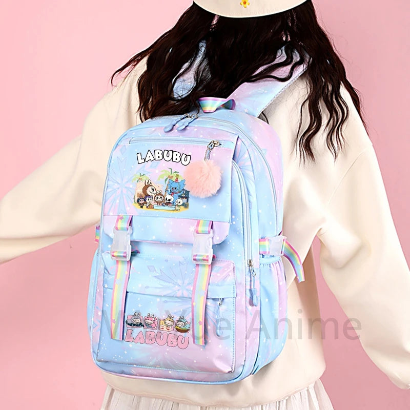 Mochila estampada fofa de anime para adolescentes estudantes crianças meninas meninos mochila escolar