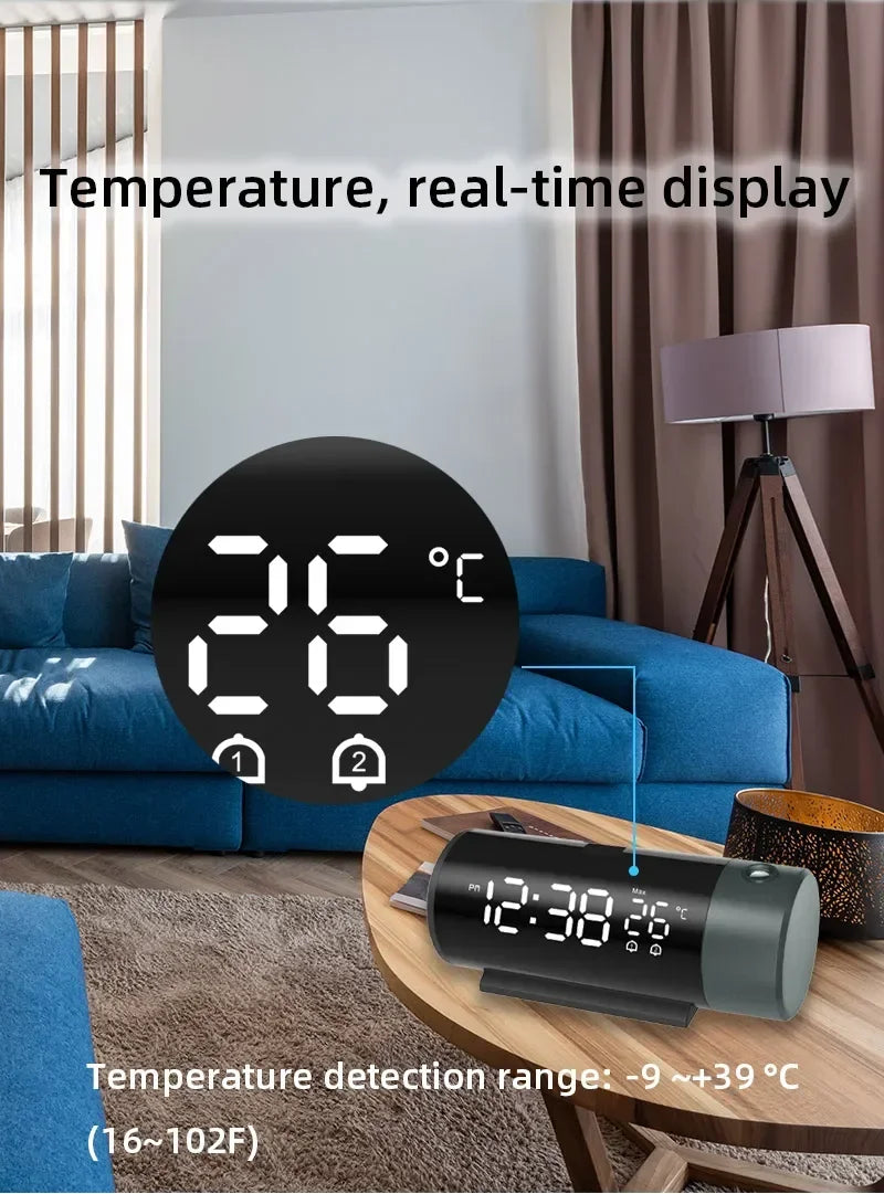 Clock Electronic Alarm Clock with Projection FM Radio
