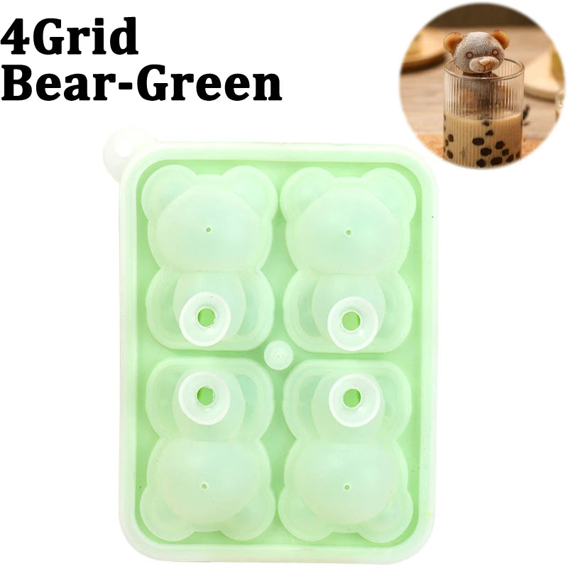 Cute Teddy Bear Ice Cube Making Mold Splash-proof