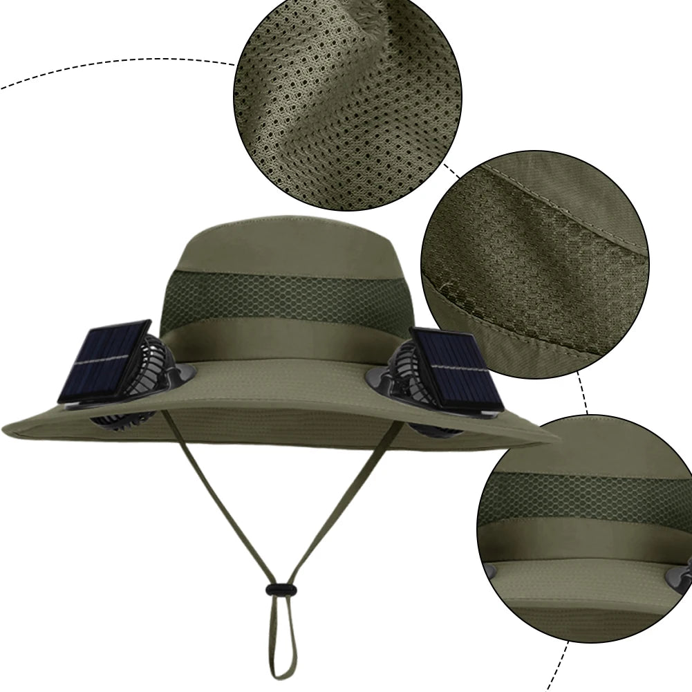 Outdoor Solar Multi-purpose Fan Cap Adjustable Three-speed Wind with USB Charging