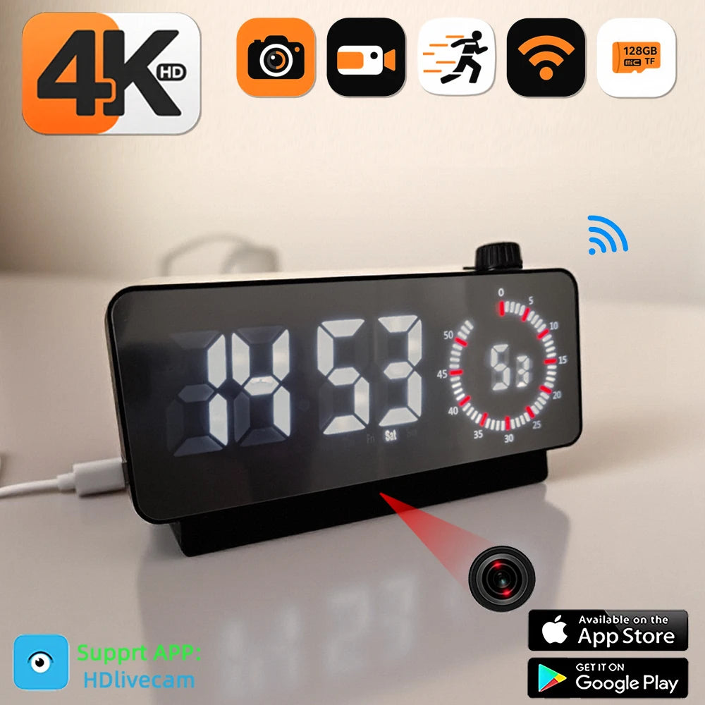 4K & 1080P HD WiFi Clock Camera – Smart, Secure, Invisible.